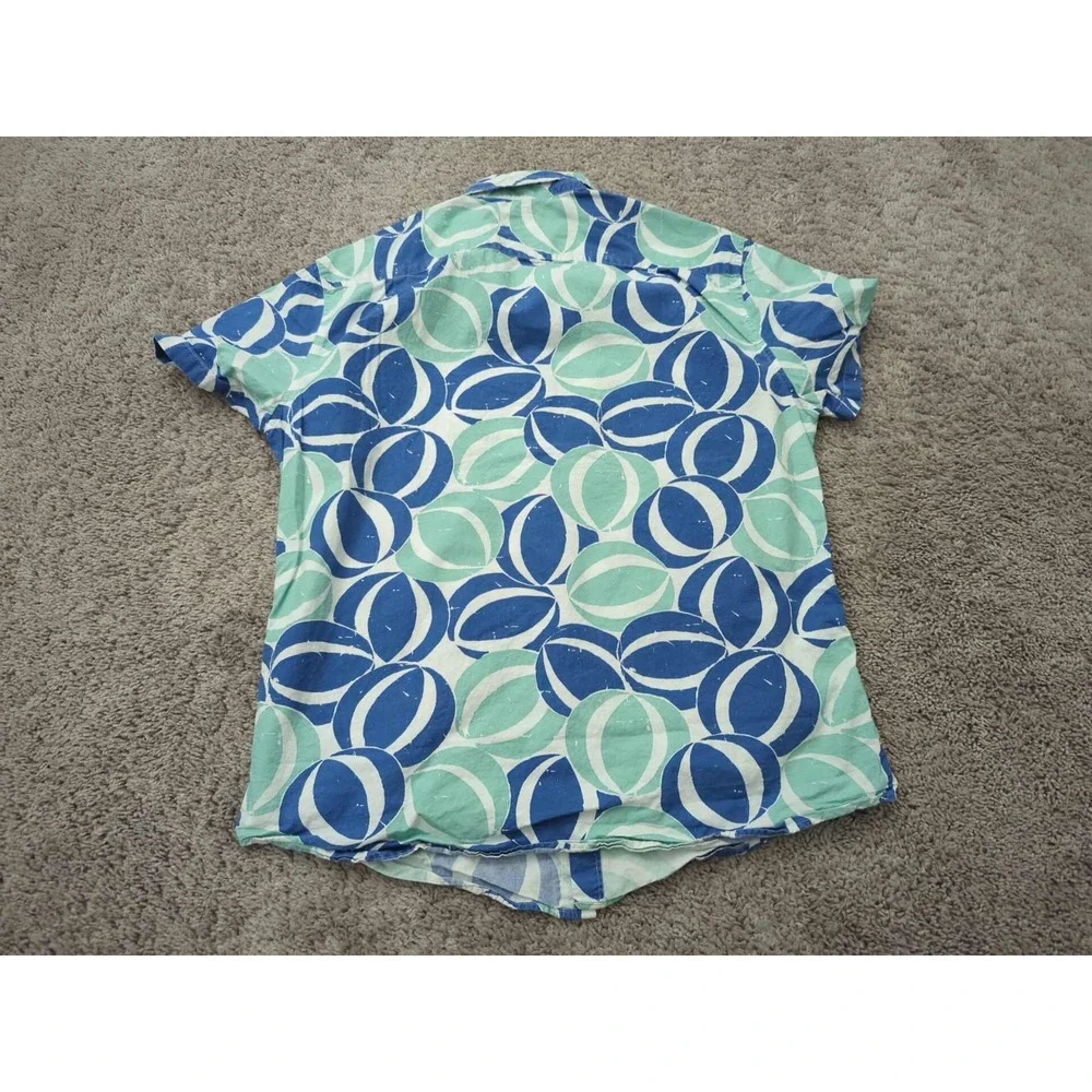 J Crew‎ Button Up Shirt Mens Large Beach Ball Short Sleeve Summer Casual